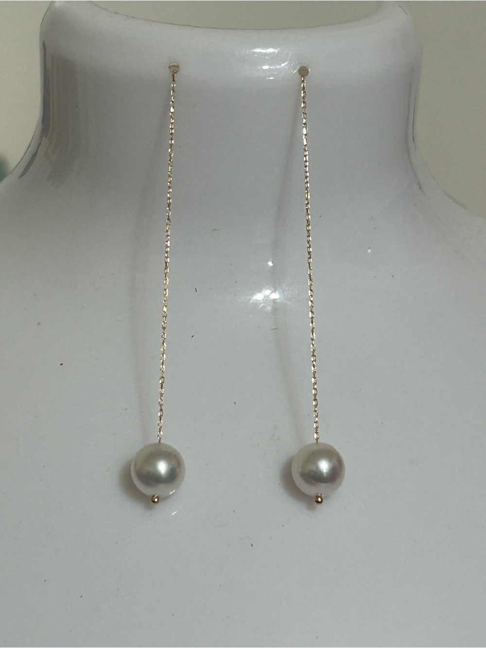 Akoya Pearl Drop Threader Earrings